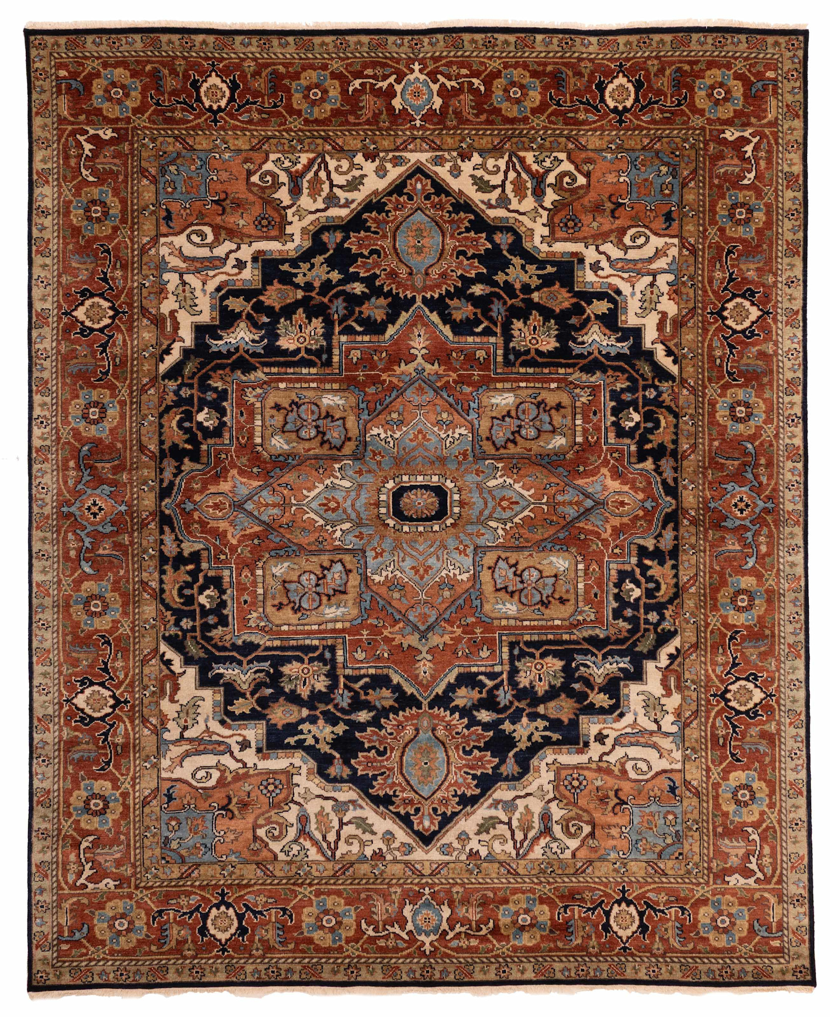 Indo Serapi Hand-Knotted Rug 7'11