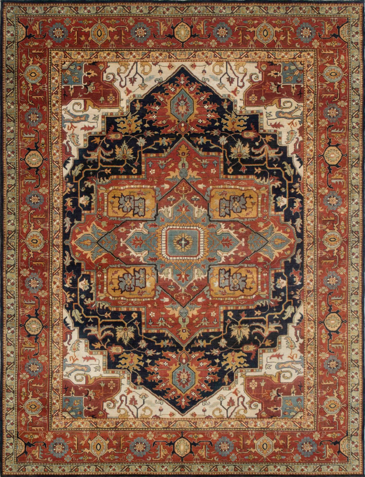 8x10 Indo Serapi Rug – Hand Knotted Wool Oriental Carpet