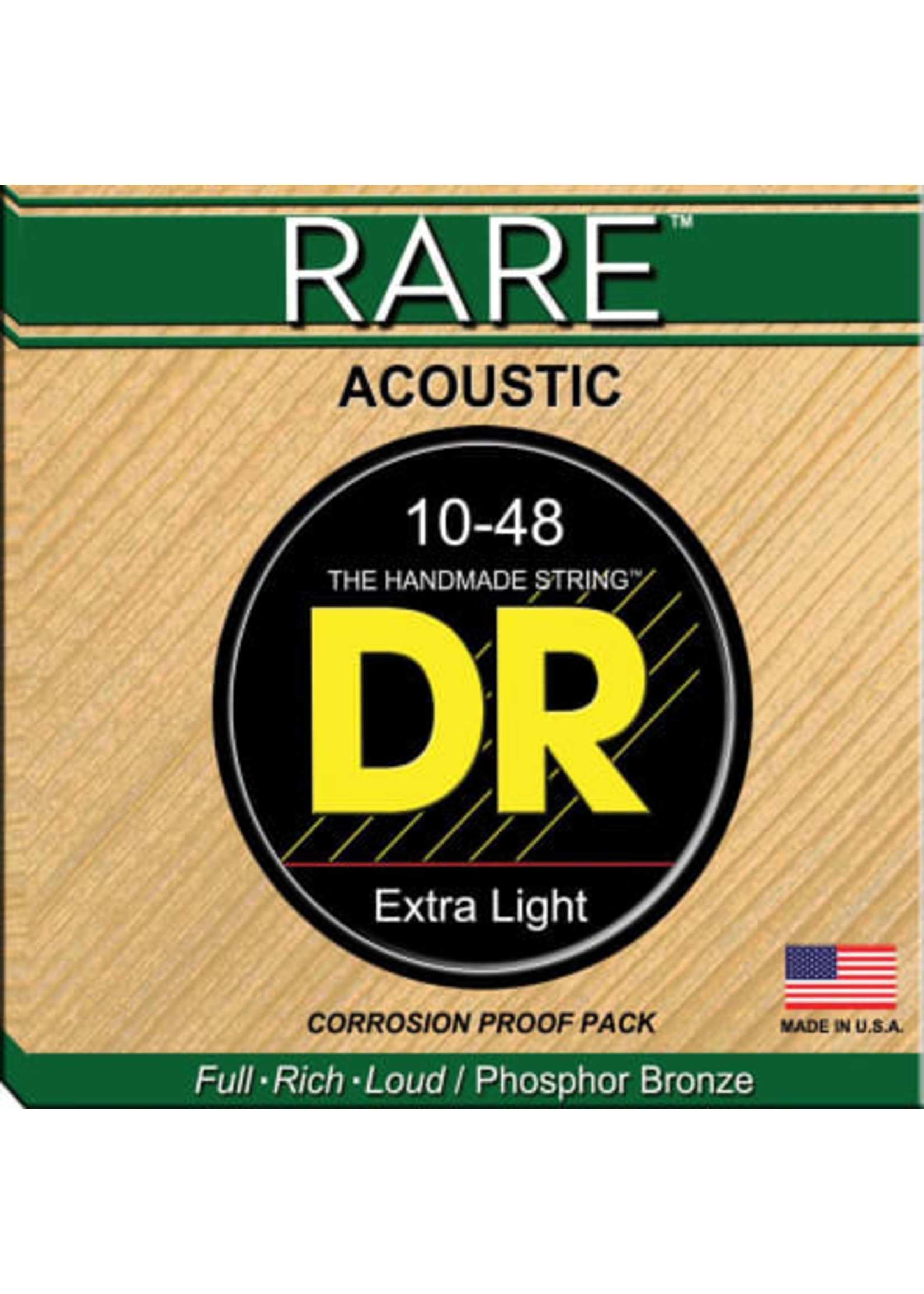 DR Handmade Strings DR Strings Rare Phosphor Bronze Extra Light Acoustic Guitar Strings