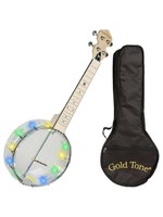 Gold Tone Light Up Little Gem Diamond (Clear) Banjo Concert Ukulele (Includes Gig Bag)