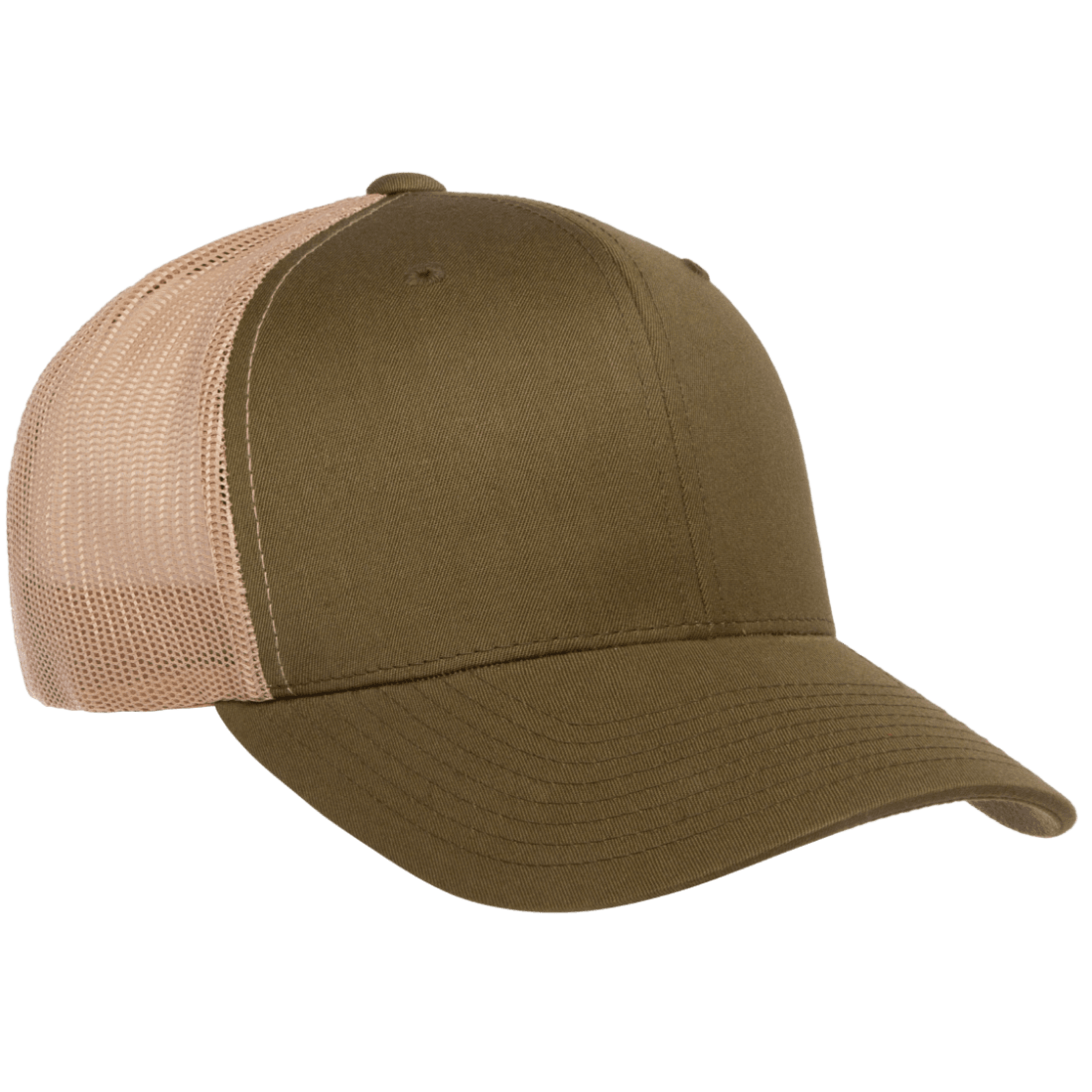 Flexfit 6606T 2-Tone Snapback Trucker Hat - Moss/Khaki