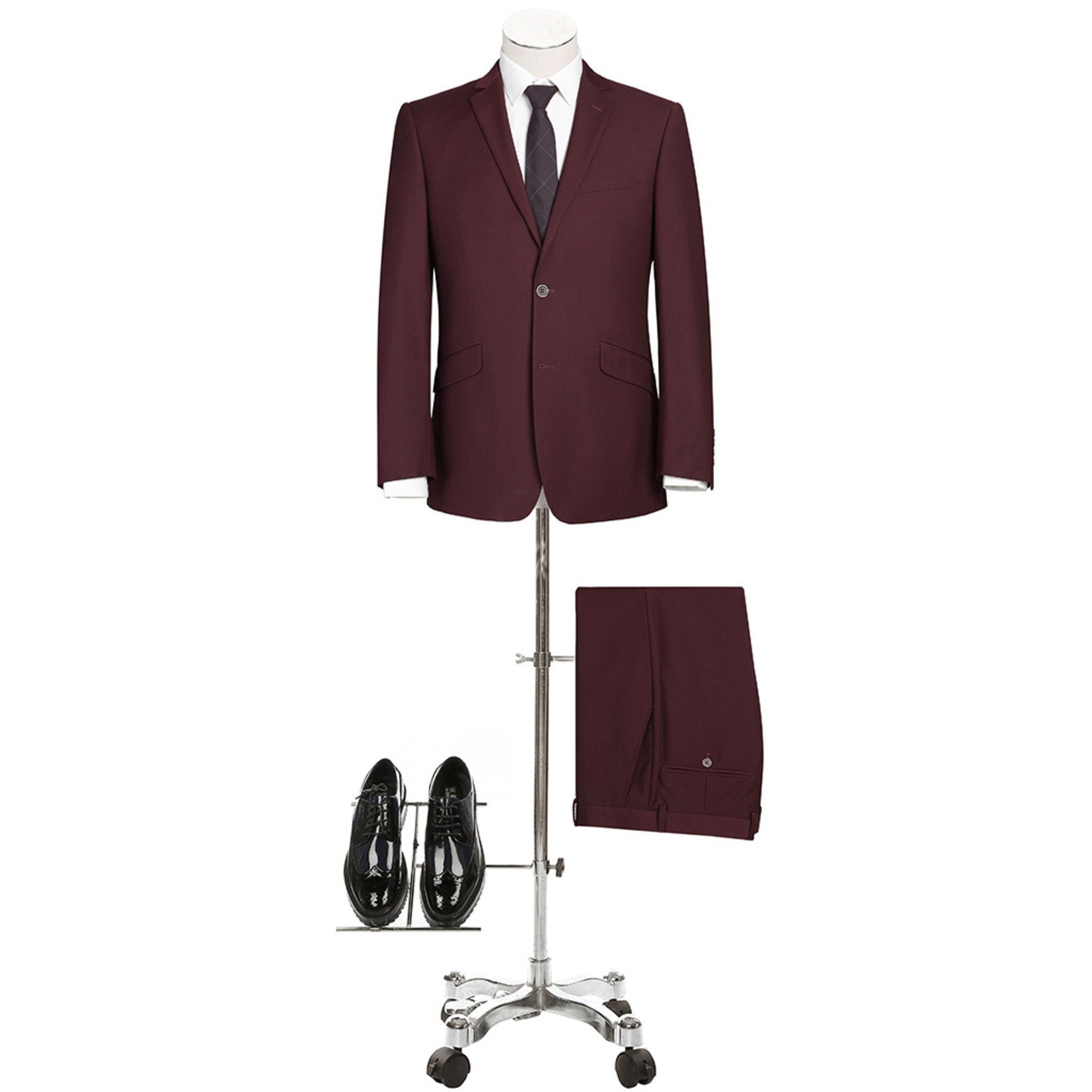 Renoir Slim Fit Suit 201-8 Burgundy