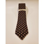 Serica Printed Wool/ Silk Tie - Black Geo Duck Pattern