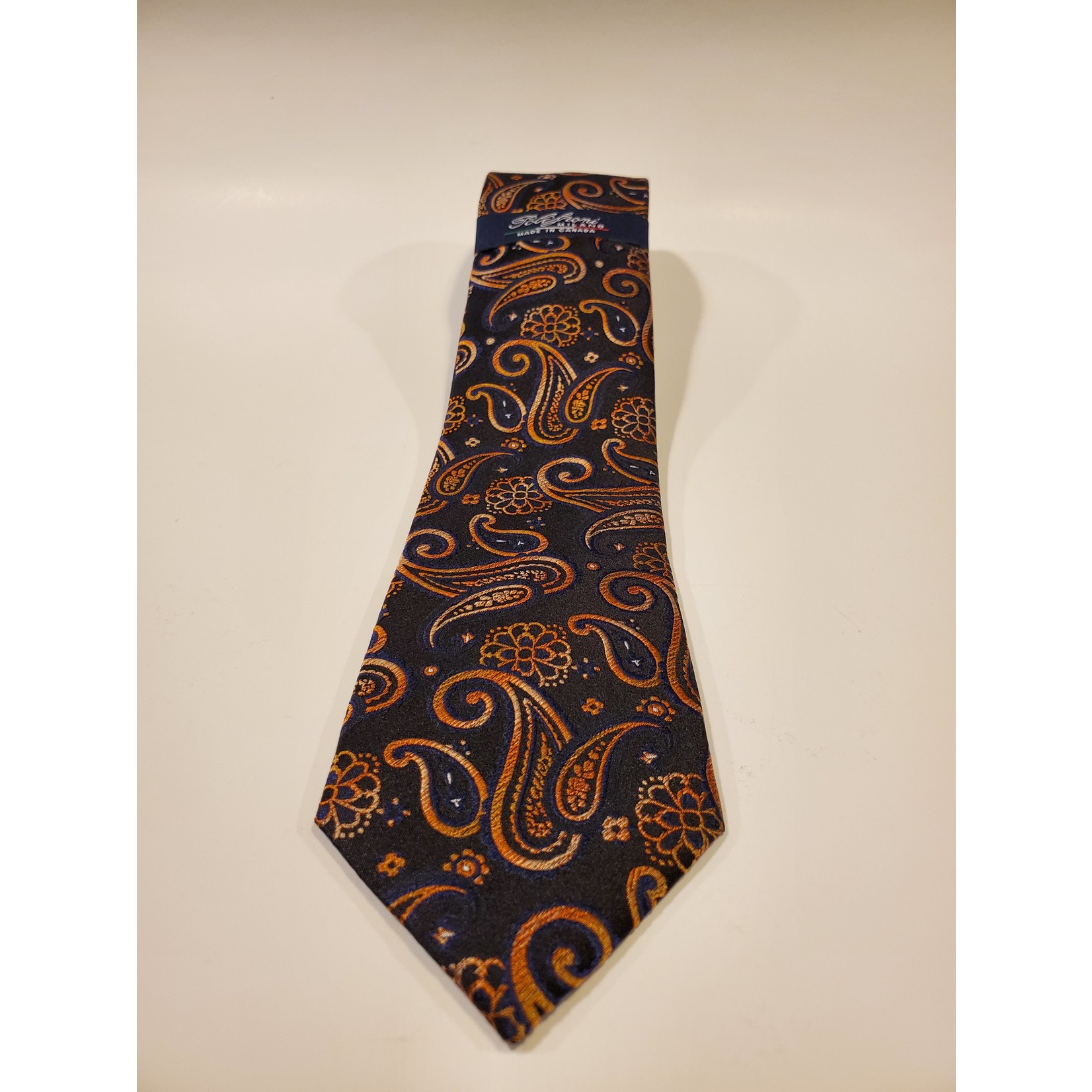 Serica 201964 Jacquard Silk Tie A - Orange/ Black Paisley
