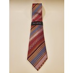 Montebello Jacquard Silk Tie - Pink Geo Stripes