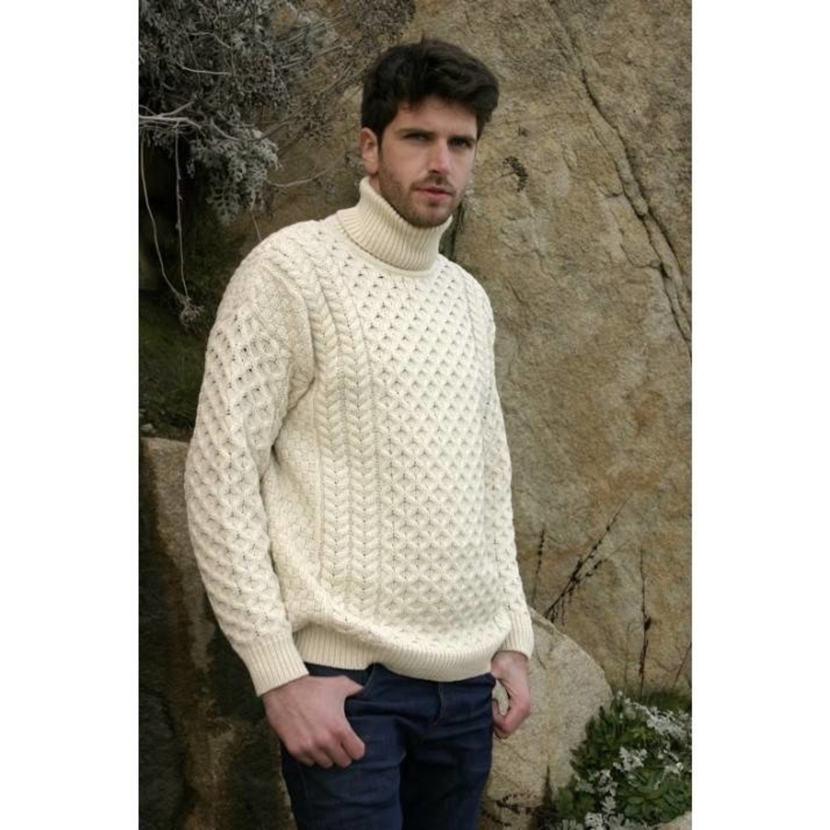 Aran Crafts R1949 Merino Roll Neck Sweater