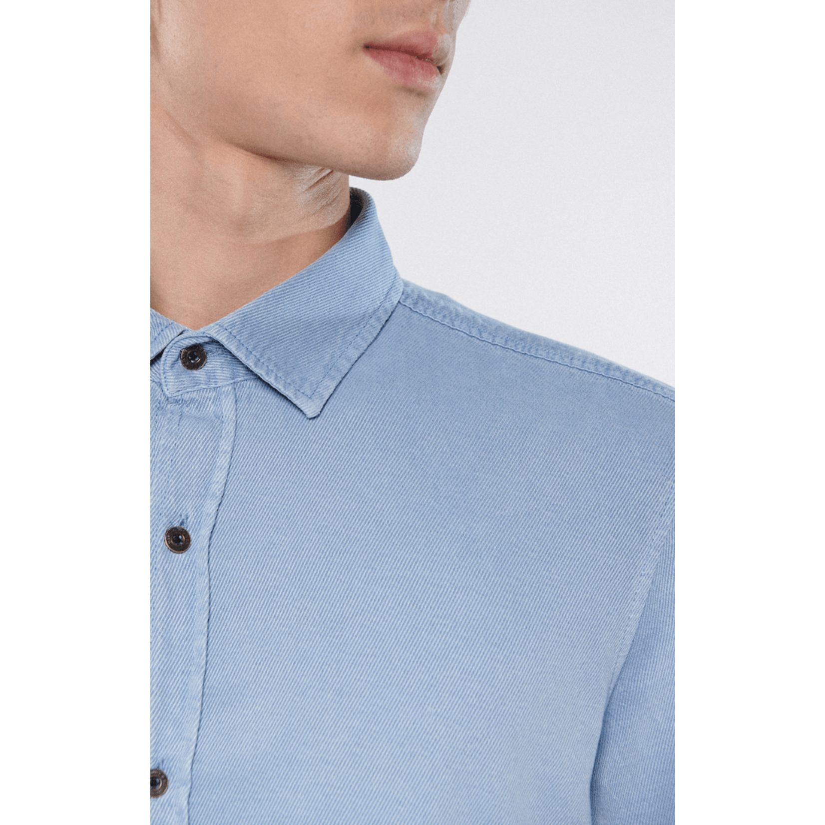 2023 Men's Spring New Klein Blue Long-Sleeved Shirt Seamless