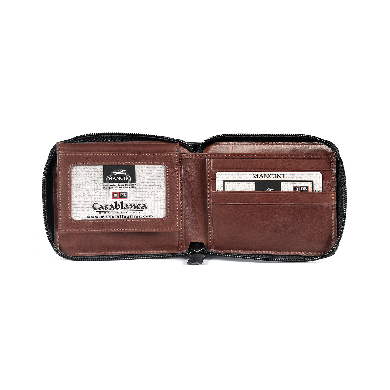 Mancini Zippered Wallet with Removable Passcase
