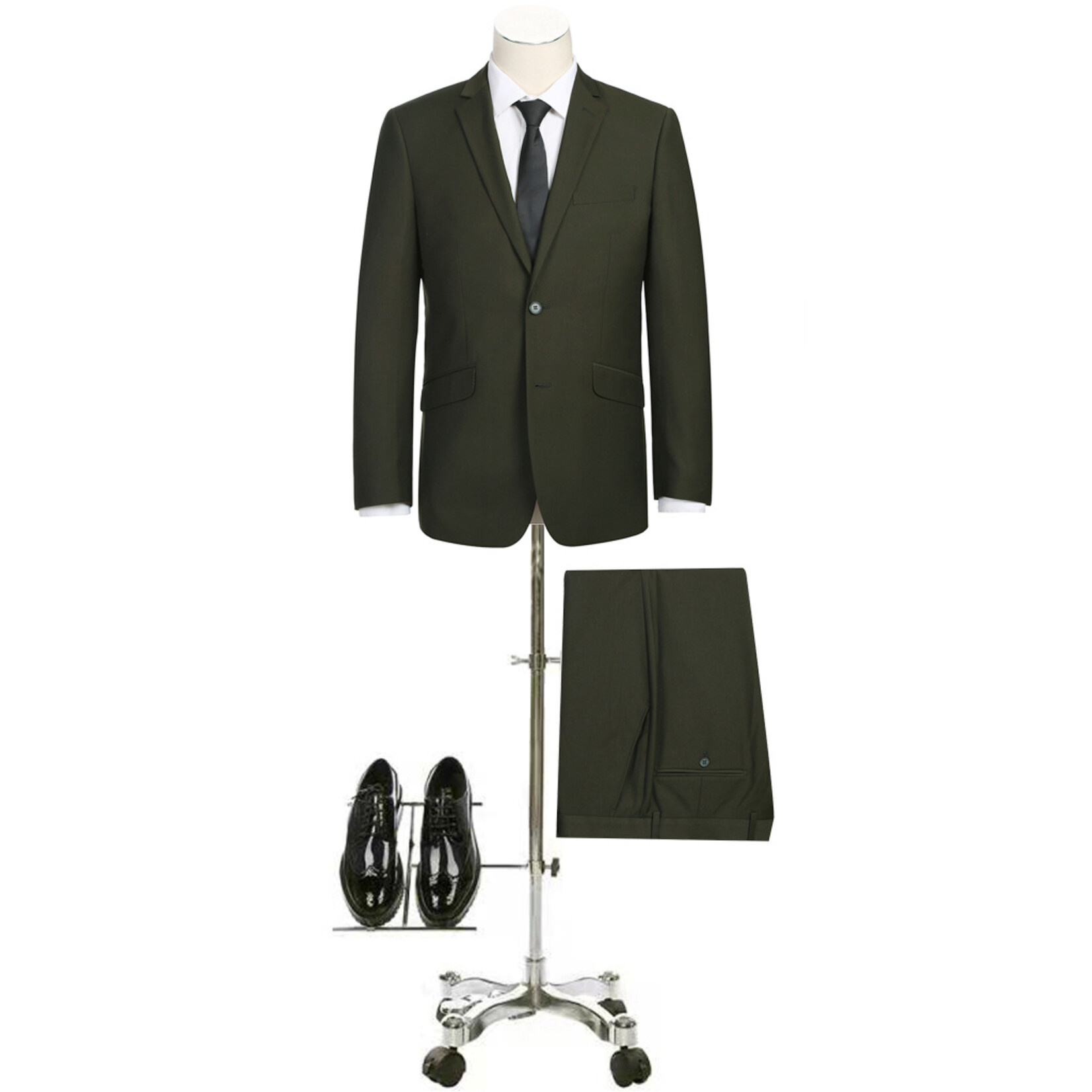 Renoir Slim Fit Suit 201-10 Olive Green