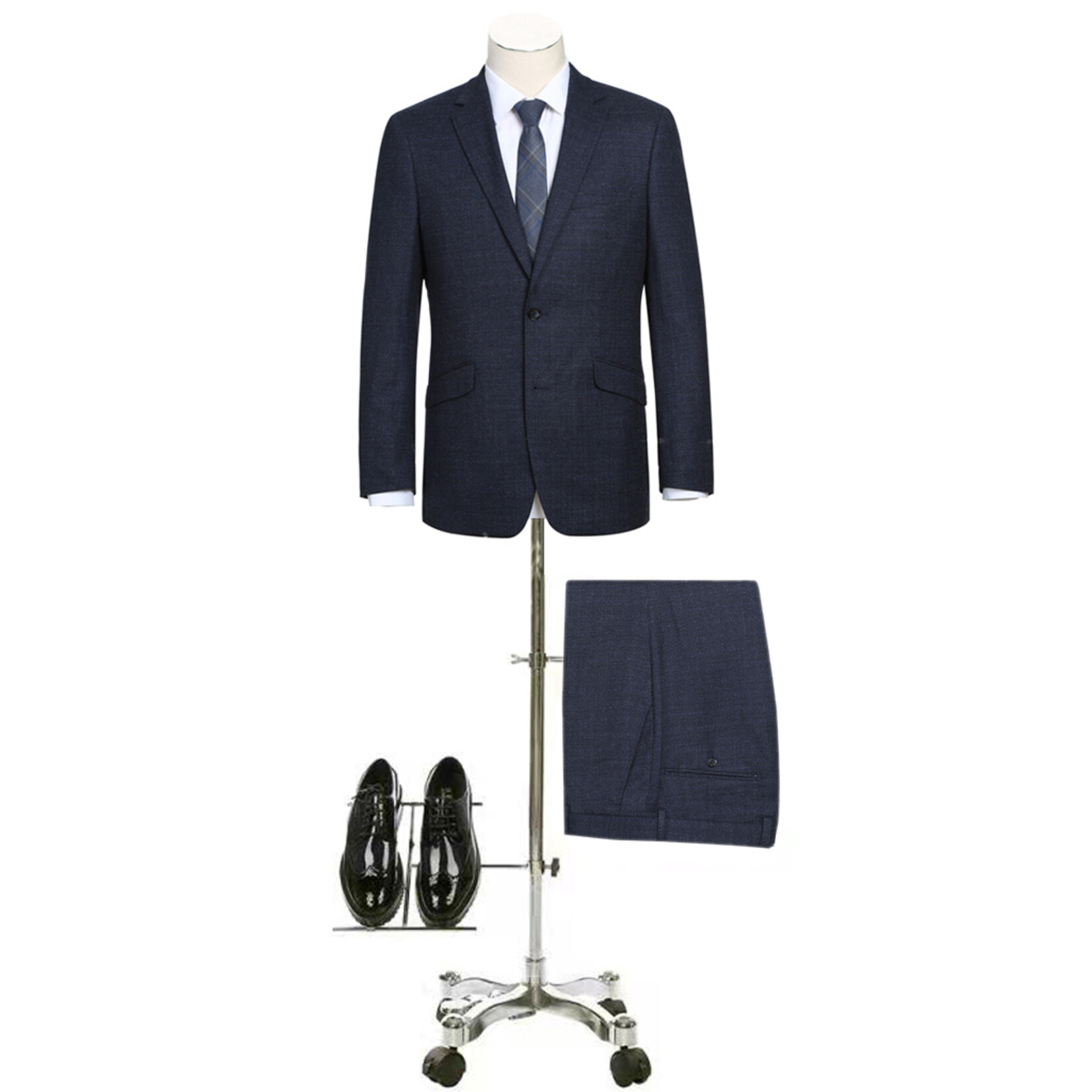 Renoir Slim Pattern Suit 219-1 Navy Mix