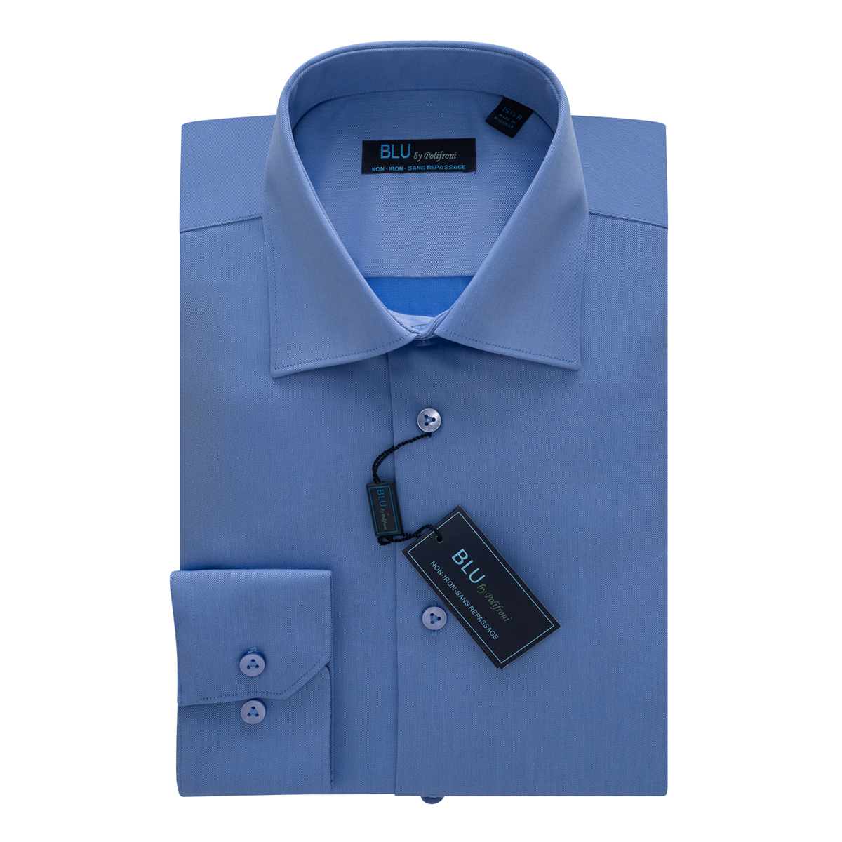 BLU-360 by Polifroni Non-Iron Dress Shirt Mid Blue - Baker Street Menswear