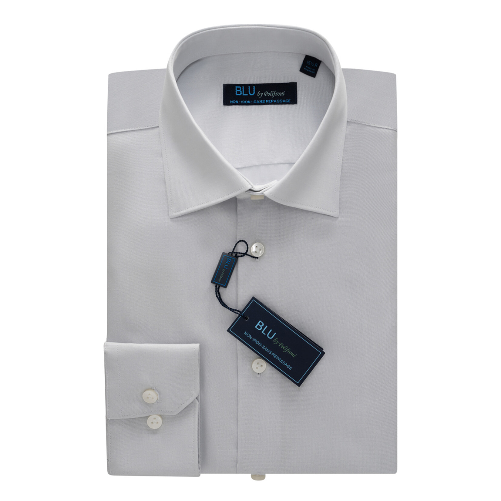 BLU-360 by Polifroni Non-Iron Dress Shirt 30 Silver