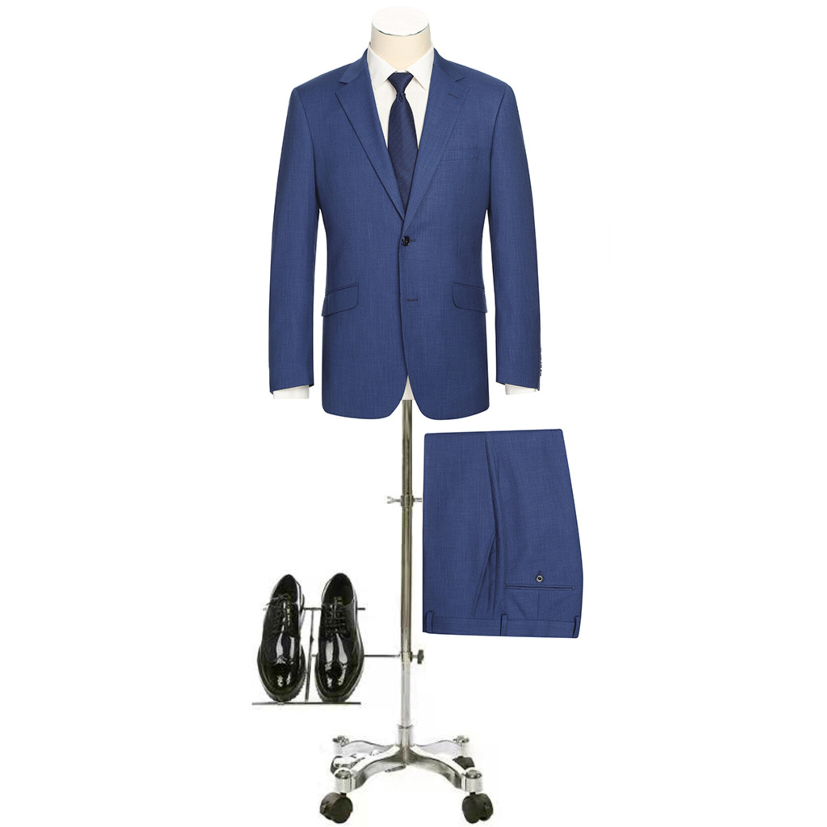 Renoir Slim Pattern Suit 242-03 Royal Mix Web Only