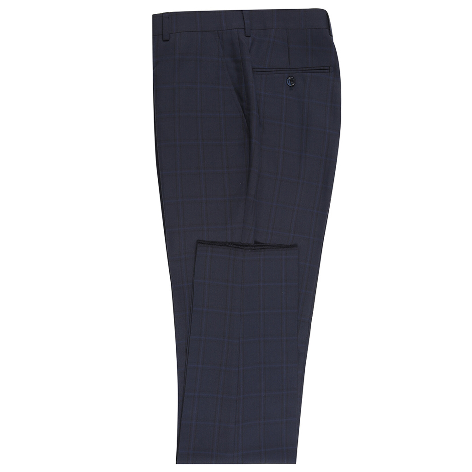 Renoir Slim Pattern Suit 242-13 Navy Plaid Web Only