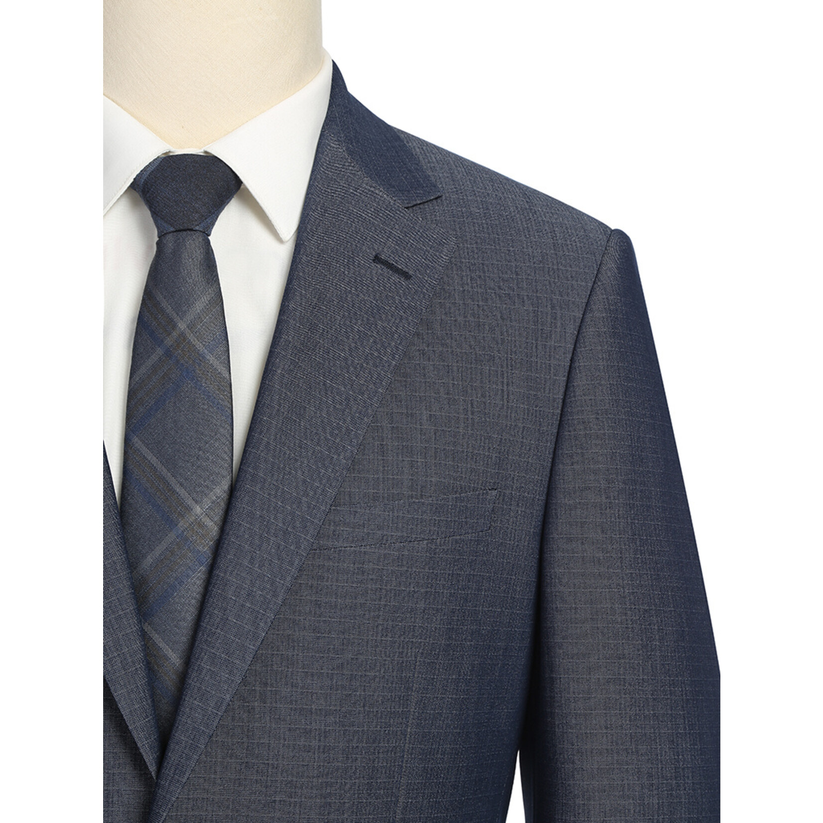 Renoir Slim Pattern Suit 242-16 Blue/Grey Neat Web Only