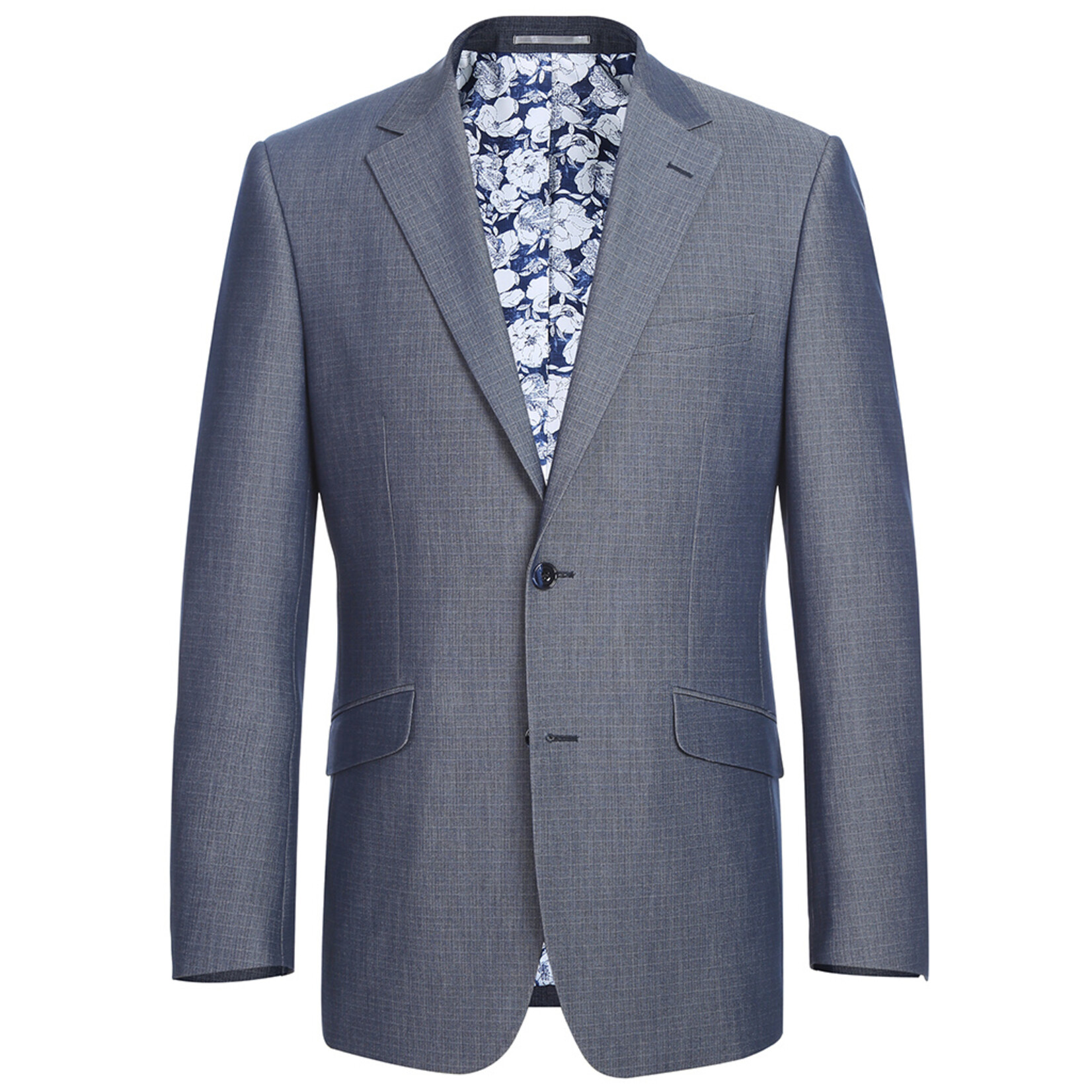 Renoir Slim Pattern Suit 242-16 Blue/Grey Neat Web Only