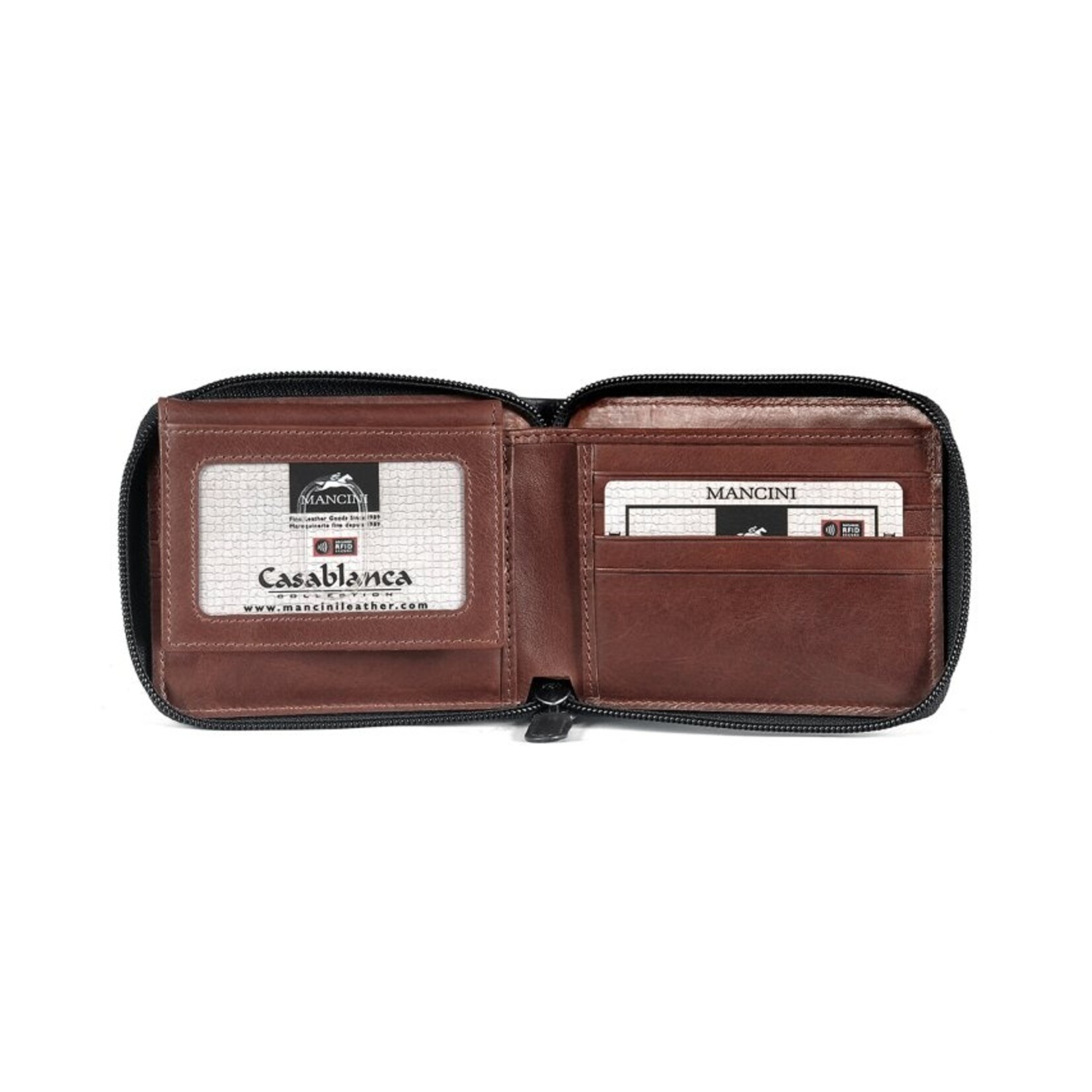 Mancini 8700159 Zippered Wallet Removable Passcase Black