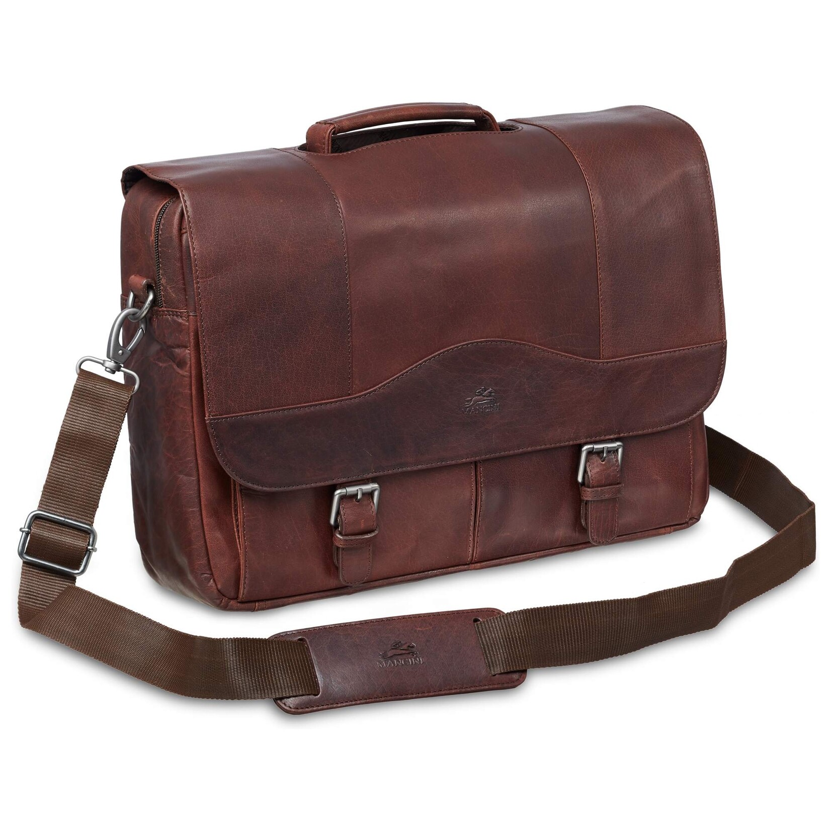 Mancini 99-5465 Porthole Laptop Briefcase Brown