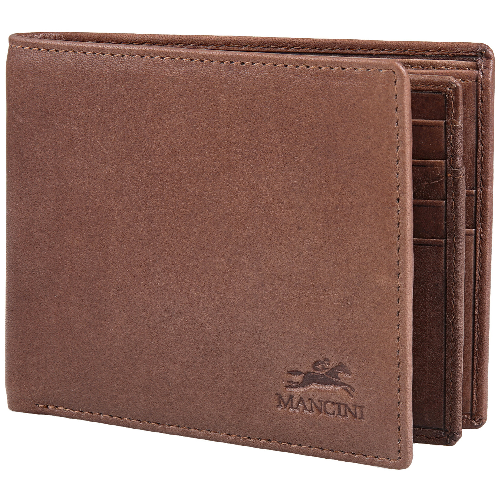 Mancini 2020183 Middle Wing Zipper pocket Brown