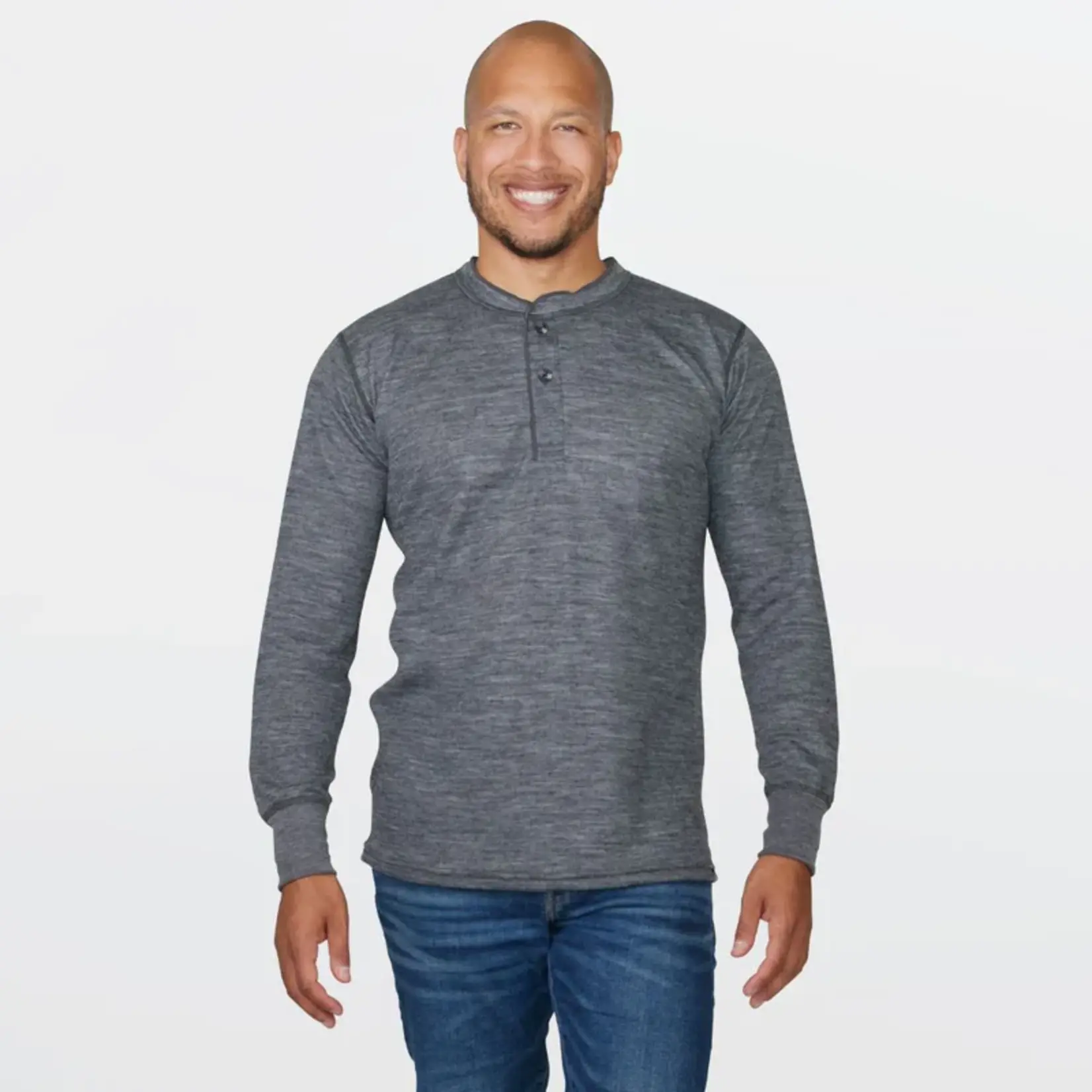 Stanfield's Stanfield's 8827 Merino Wool Henley - Charcoal