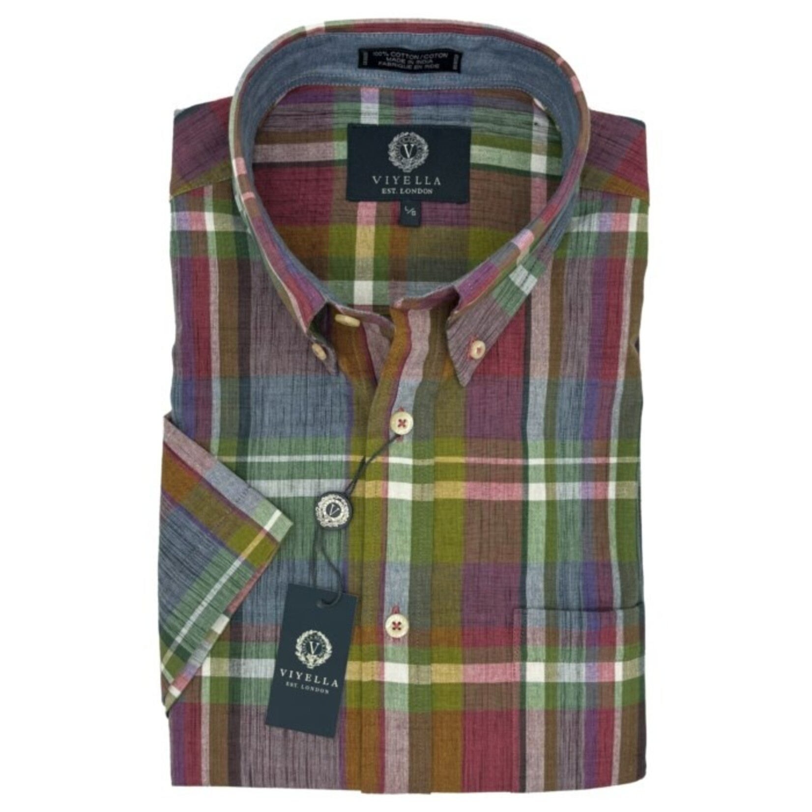 Viyella S25 654315 100% Cotton Madras S/S Shirt - Multi