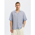 Selected Short Sleeve Linen Shirt - Blue Fog