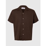 Selected Short Sleeve Linen Shirt - Chocolate