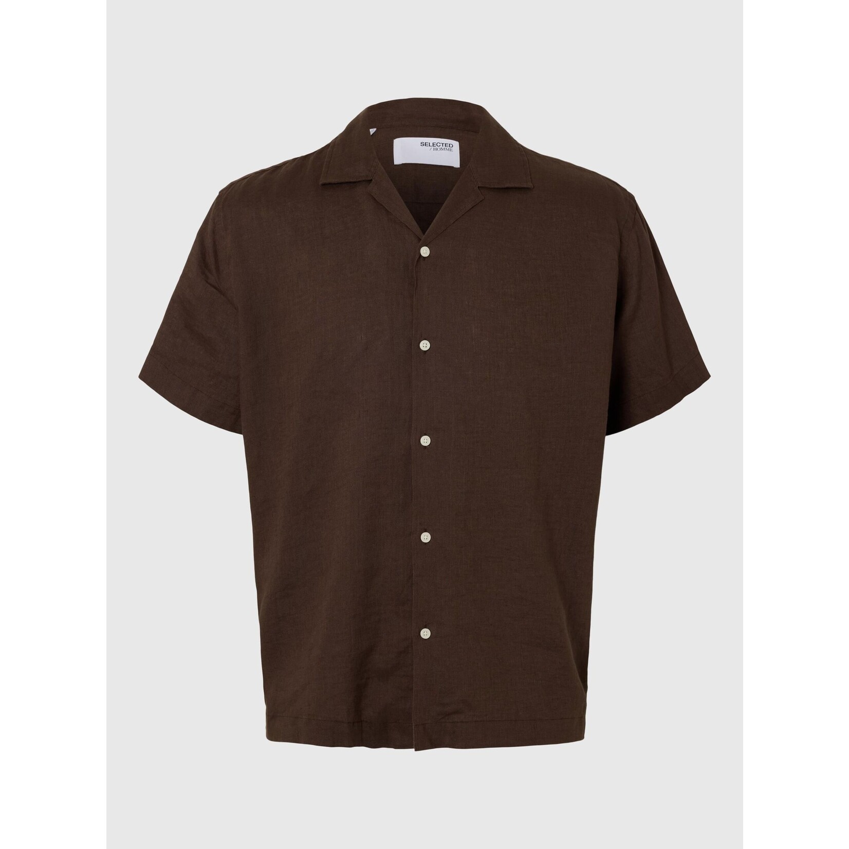 Selected Short Sleeve Linen Shirt - Chocolate