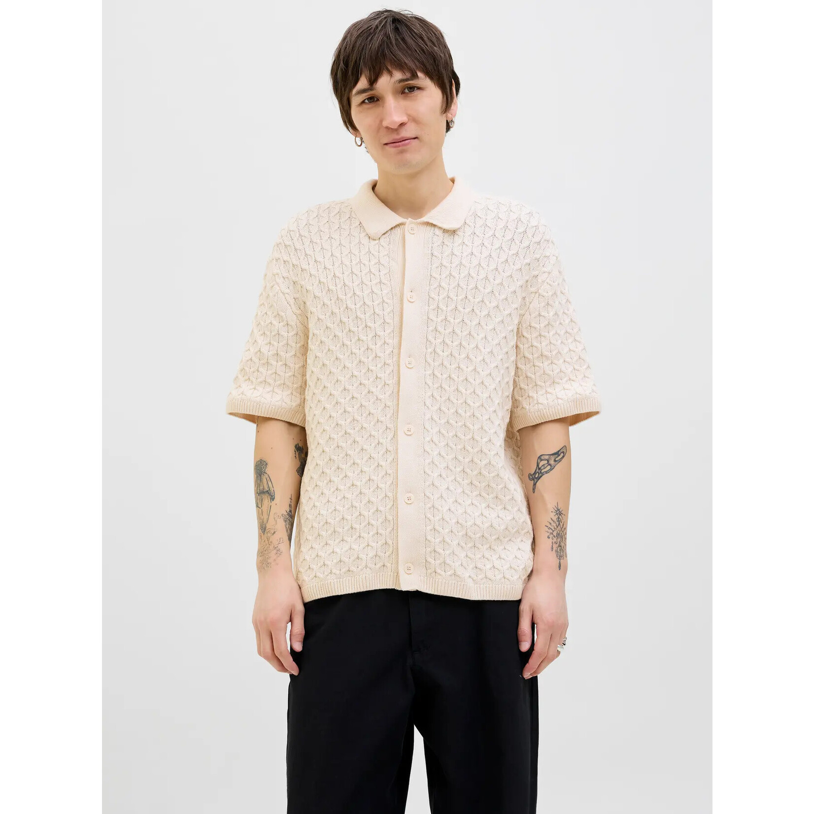 Jack & Jones Cable Knit Button up - Sea Salt