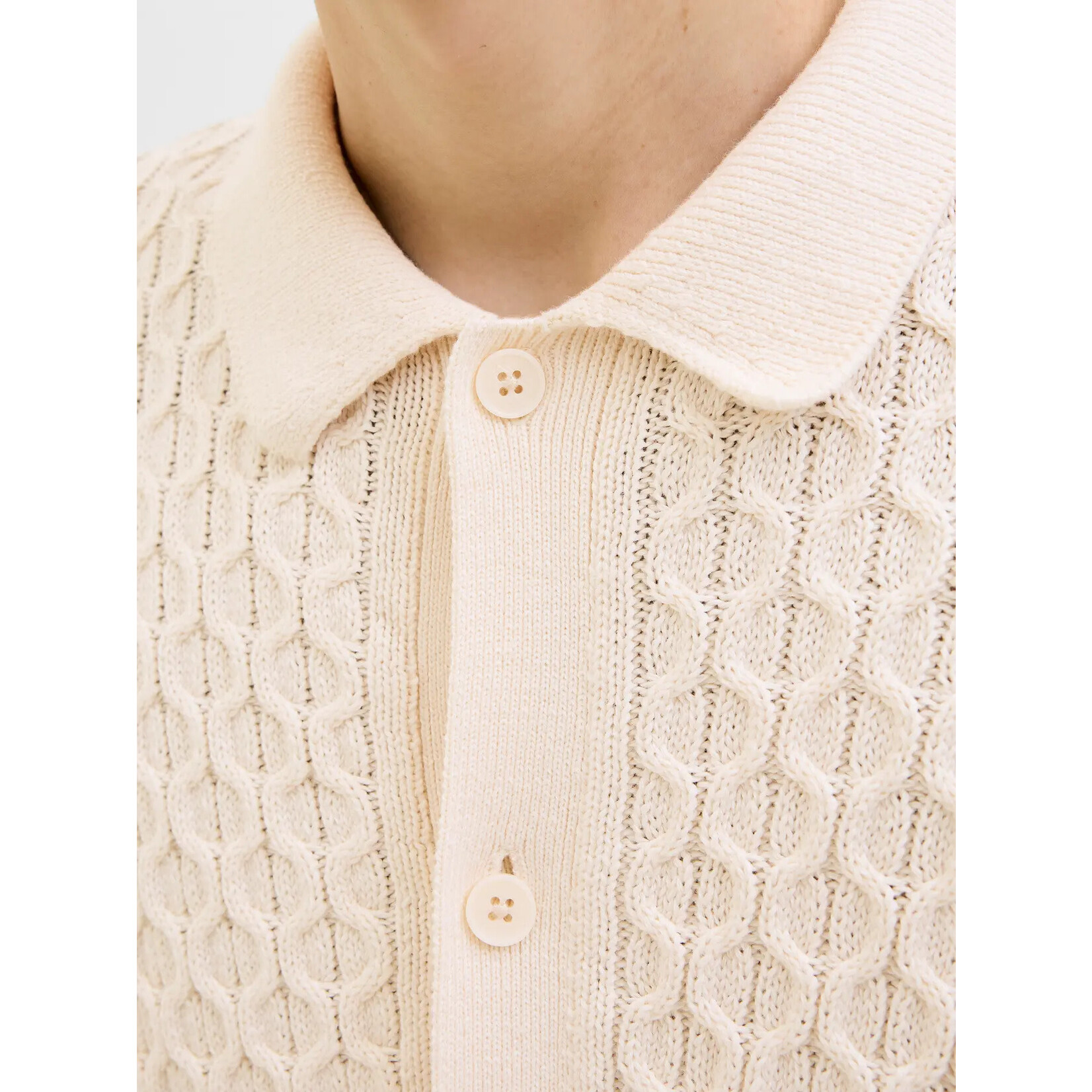 Jack & Jones Cable Knit Button up - Sea Salt