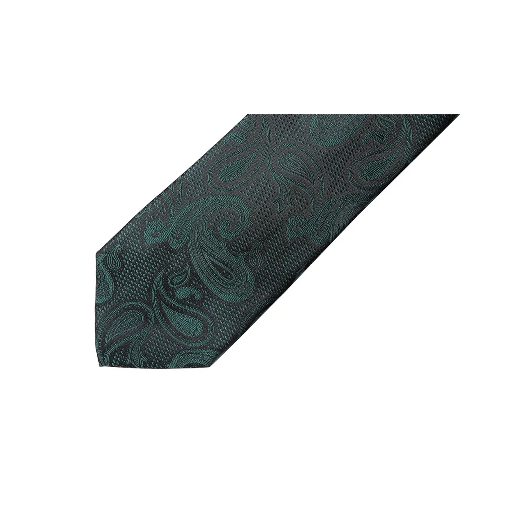 7 Downie Tie - Dark Green Paisley - MP32-B331