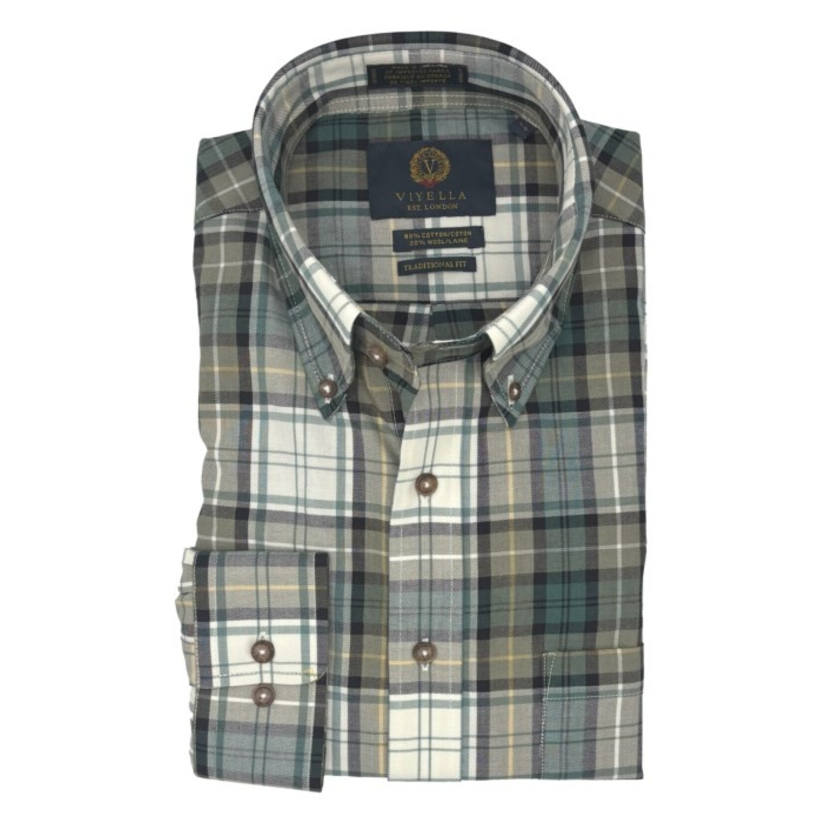 Viyella 655444 L/S 80/20 BD Shirt - 5498 Sage Green