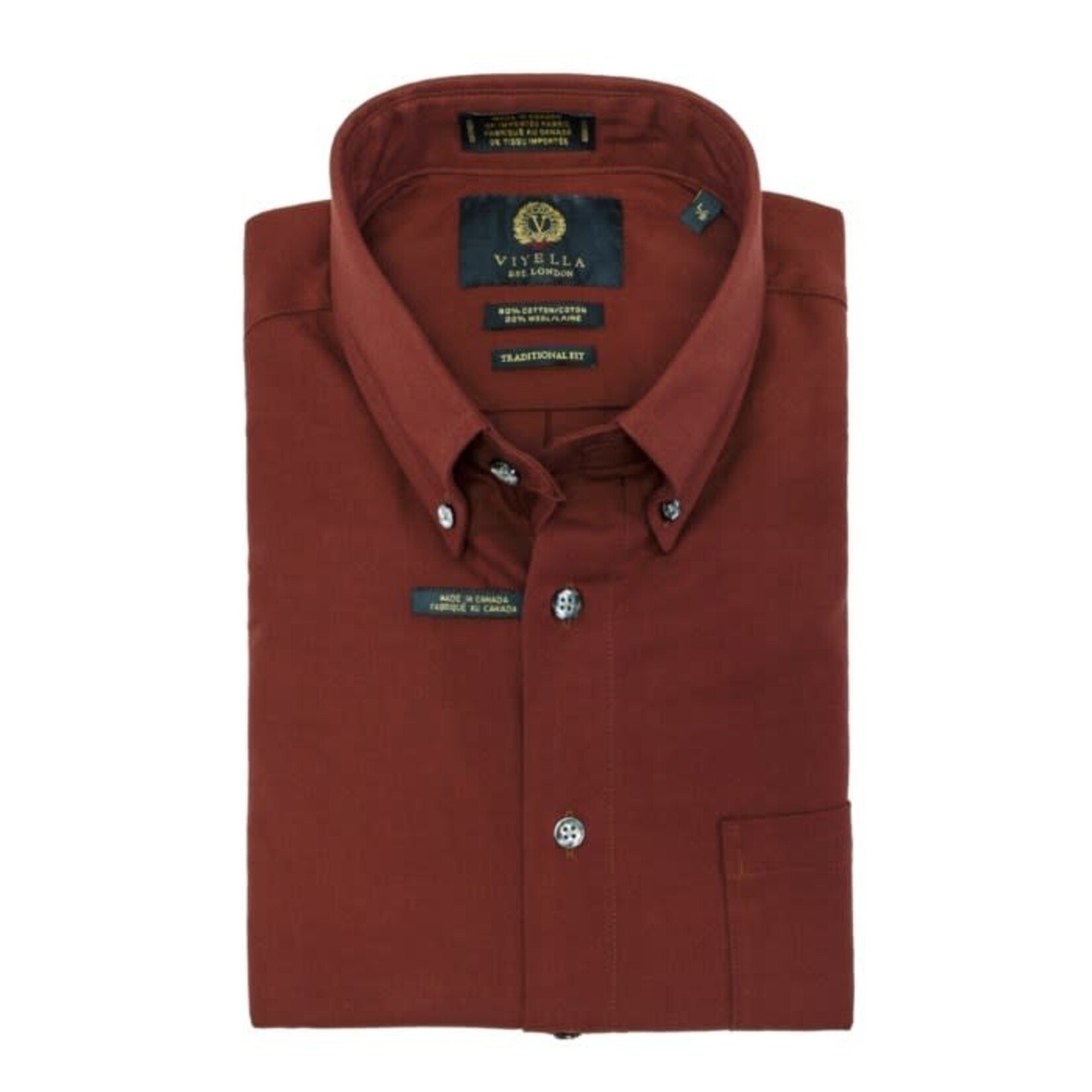 Viyella 255401 Solid BD 80/20 Shirt Burgundy 4698