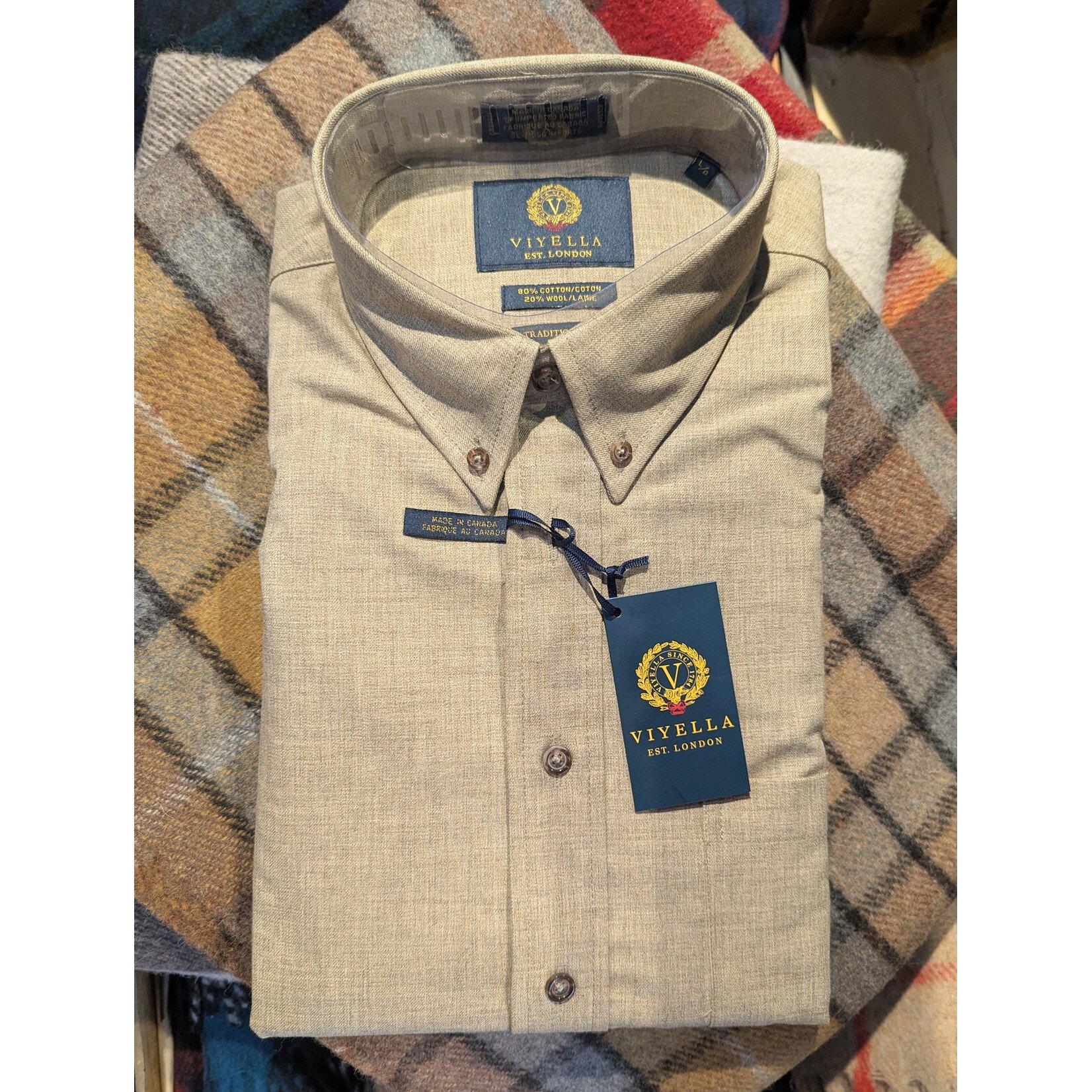 Viyella 255401 Solid BD 80/20 Shirt Shitake 2598