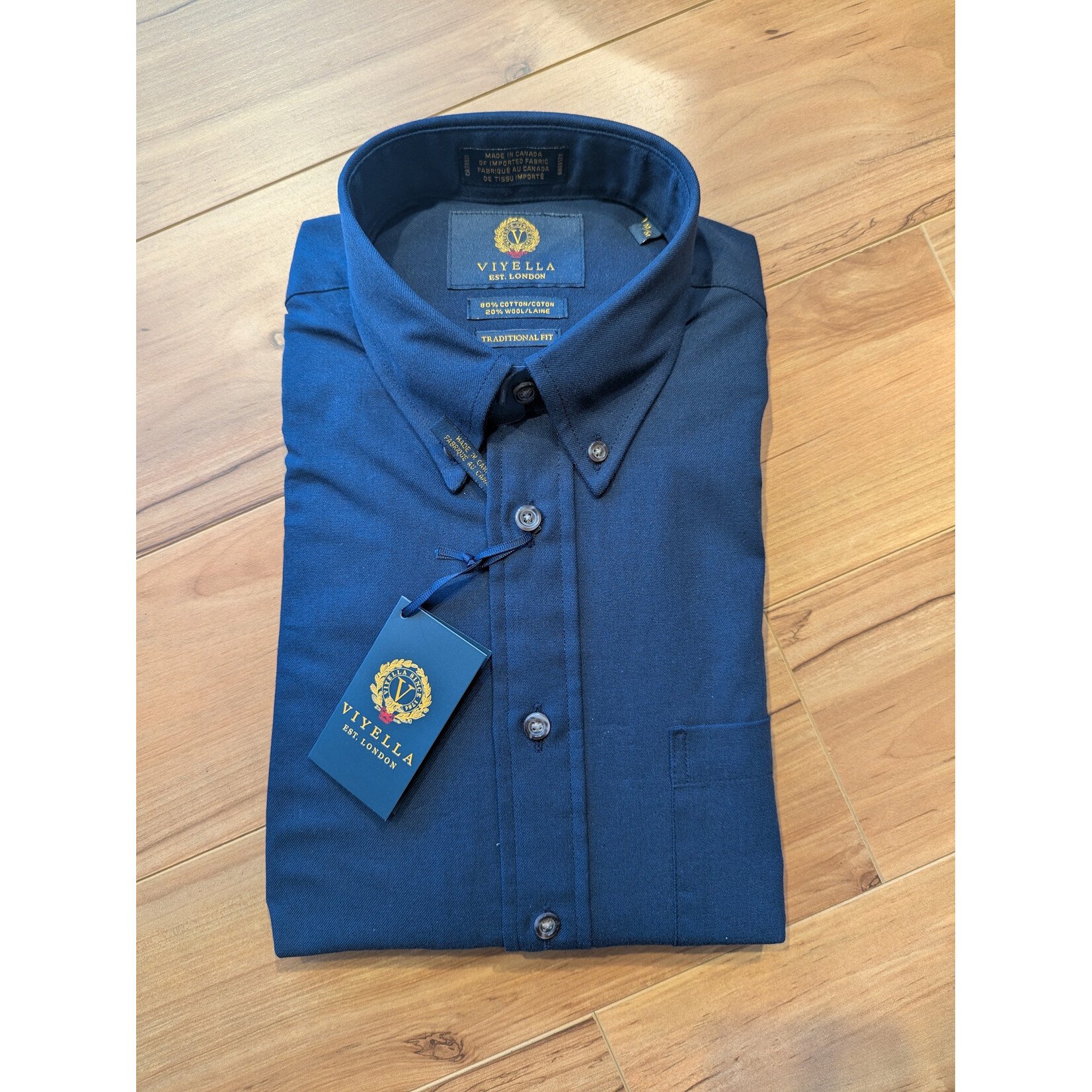 Viyella 255401 Solid BD 80/20 Shirt Navy 1598