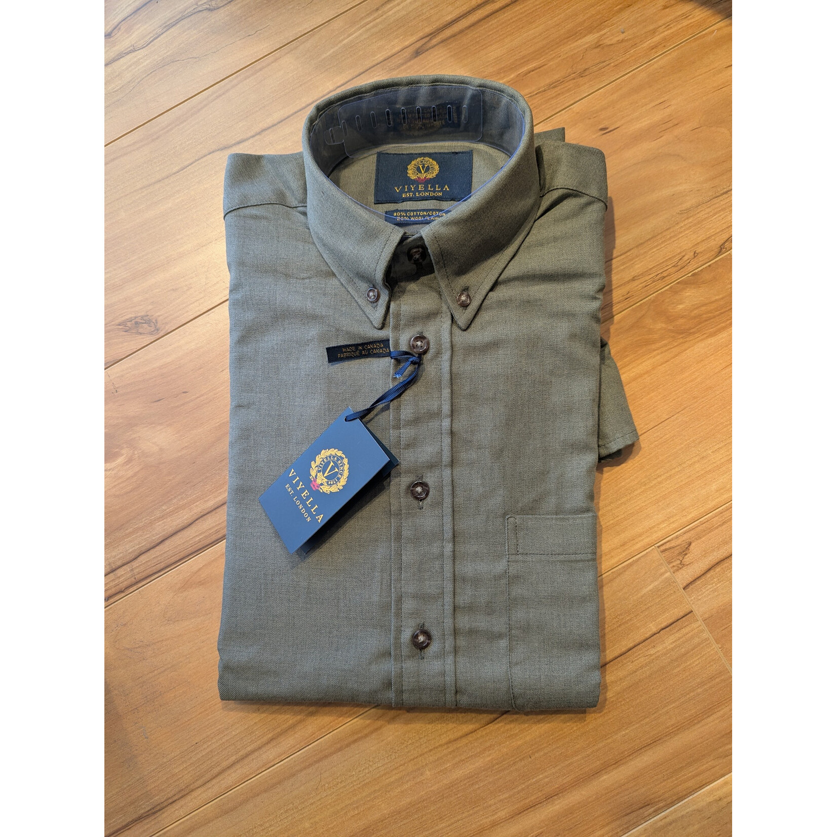 Viyella 255401 Solid 80/20 L/S Shirt Moss Grn 5398