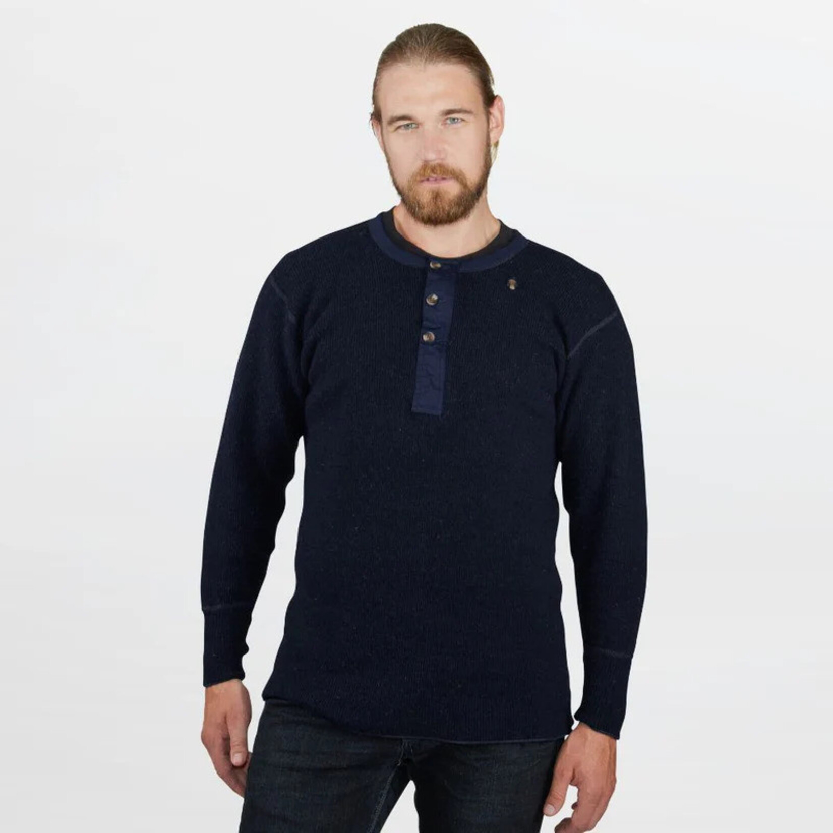 Stanfield's Stanfield's 1328 Wool Henley - Midnight Blue B74