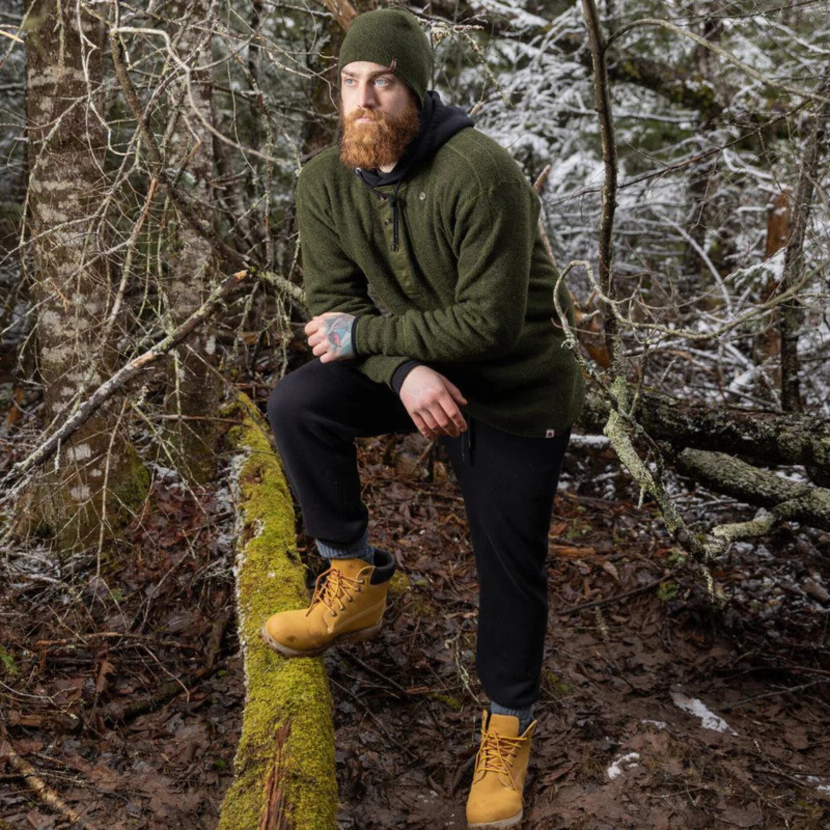 Stanfield's Stanfield's 1328 Wool Henley - Alpine Green 440