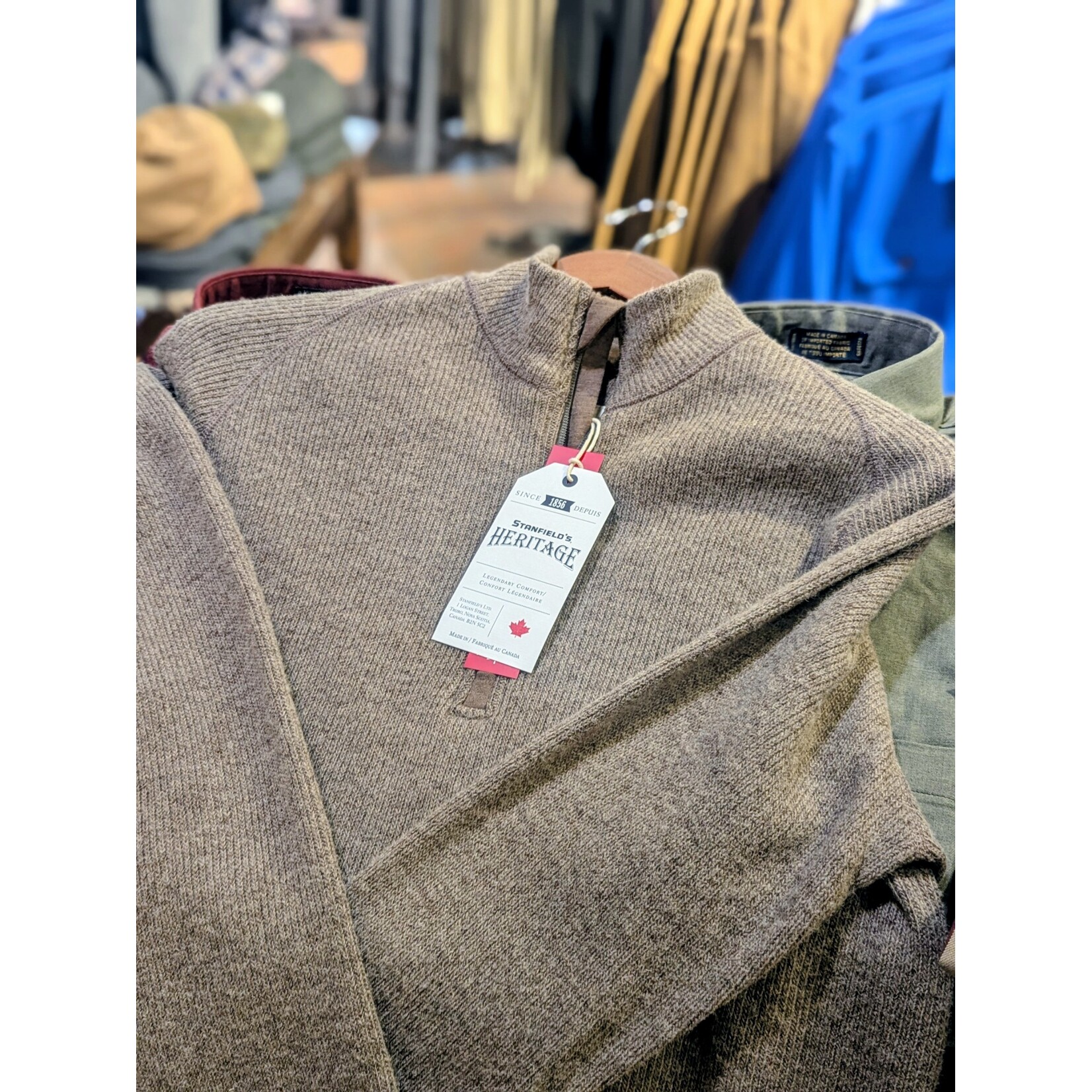 Stanfield's Stanfield's 1302 Wool 1/4 Zip Sweater-Pinebark