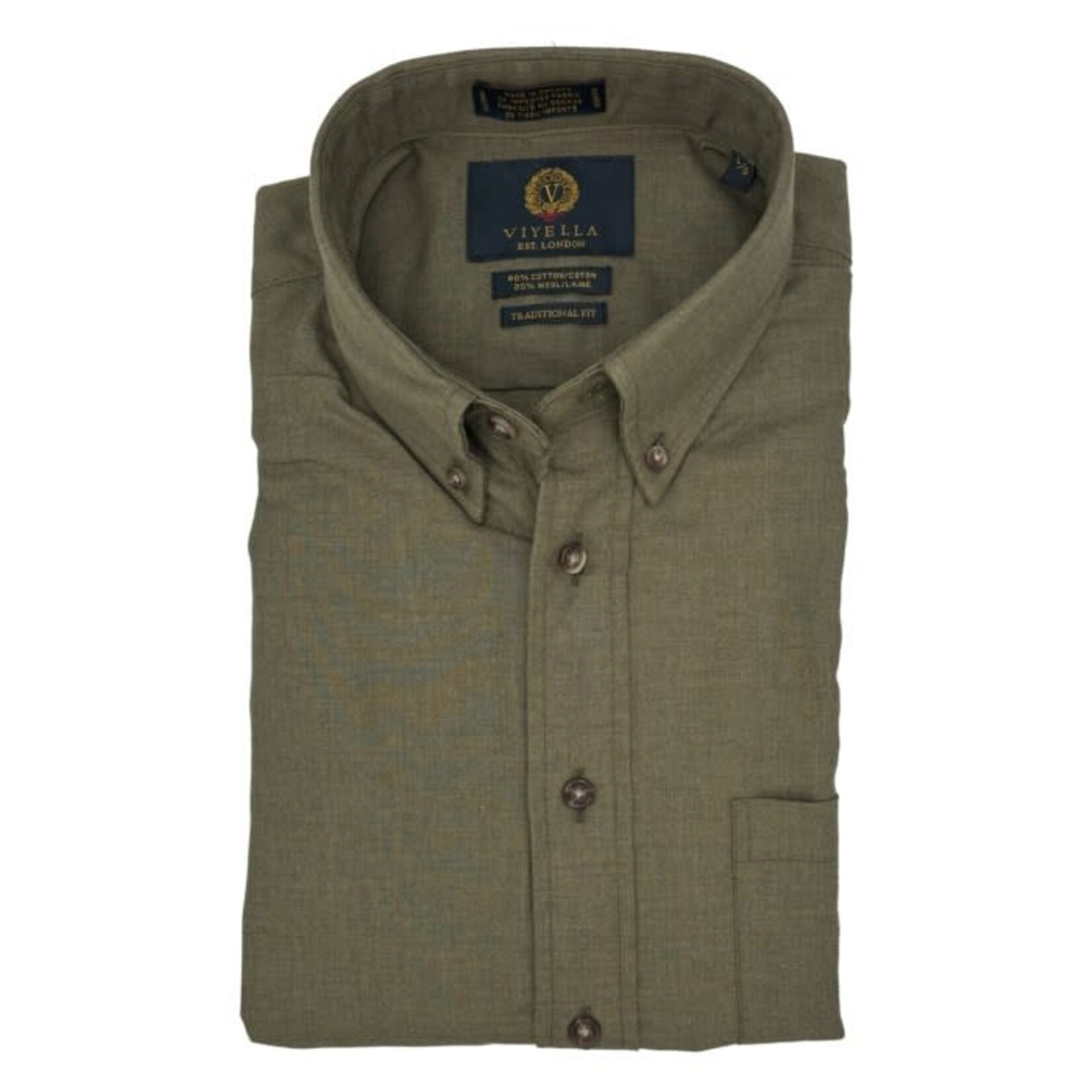 Viyella 255401 Solid 80/20 L/S Shirt Moss Grn 5398