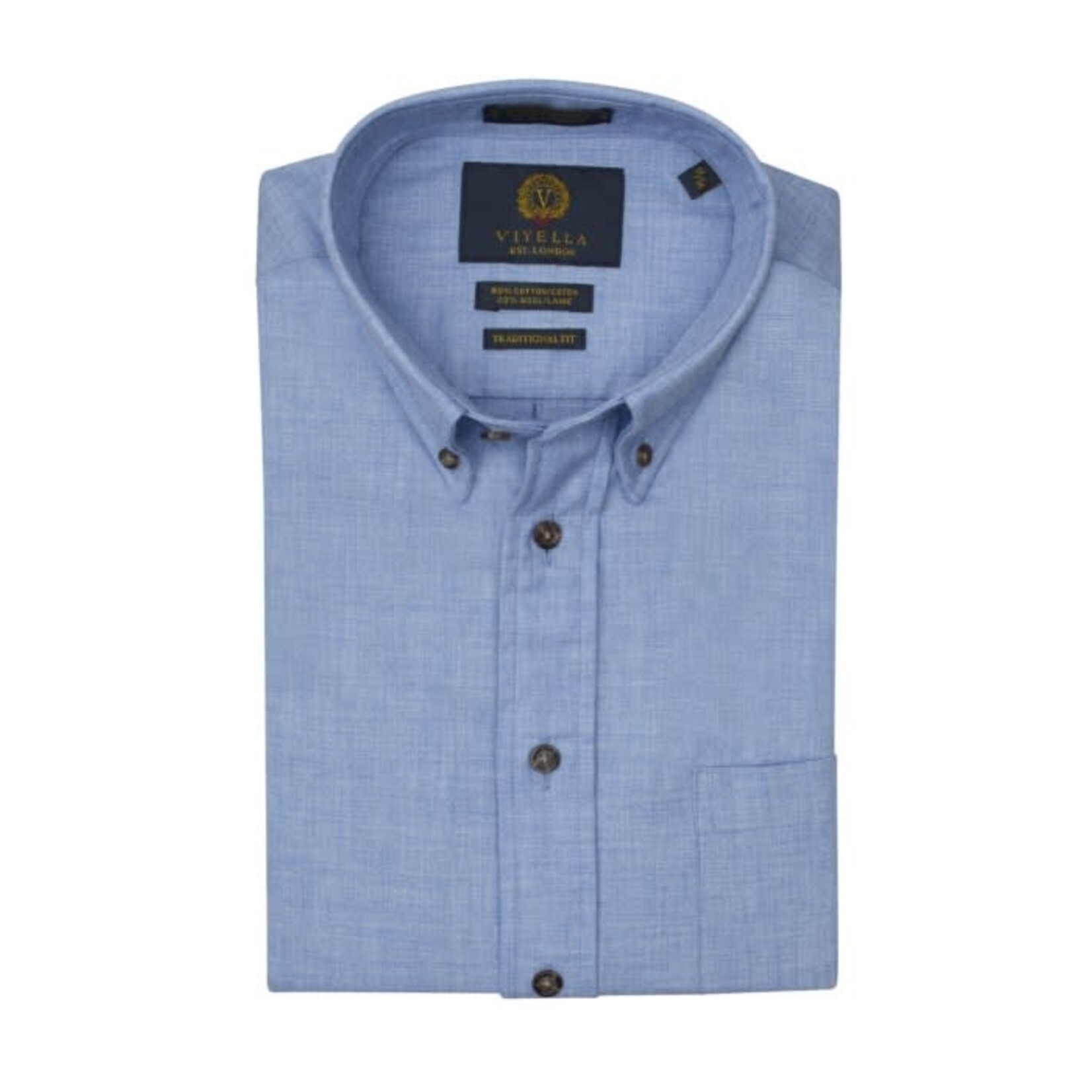 Viyella 255401 Solid BD 80/20 Shirt Chambray 1398
