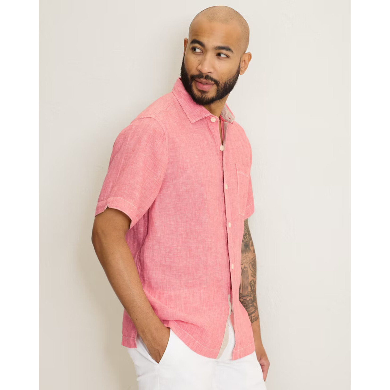 Tommy Bahama  Short Sleeve Linen Breezer-Red Sunset
