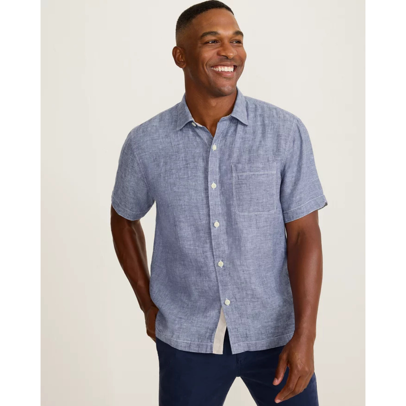 Tommy Bahama  Short Sleeve Linen Breezer-Island Navy