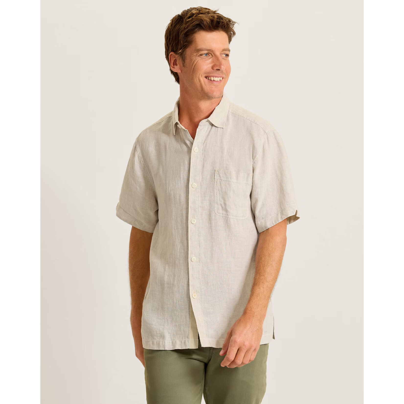 Tommy Bahama  Short Sleeve Linen Breezer-Natural