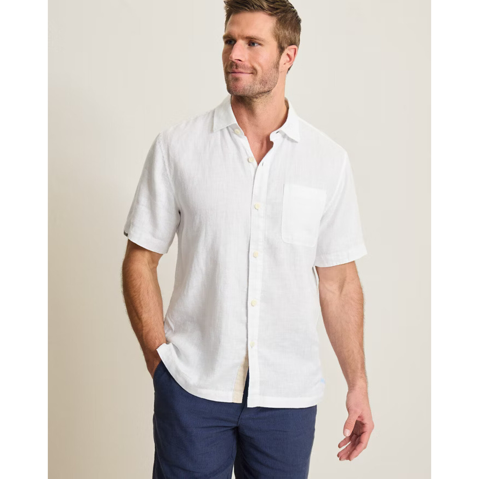 Tommy Bahama  Short Sleeve Linen Breezer-White 033