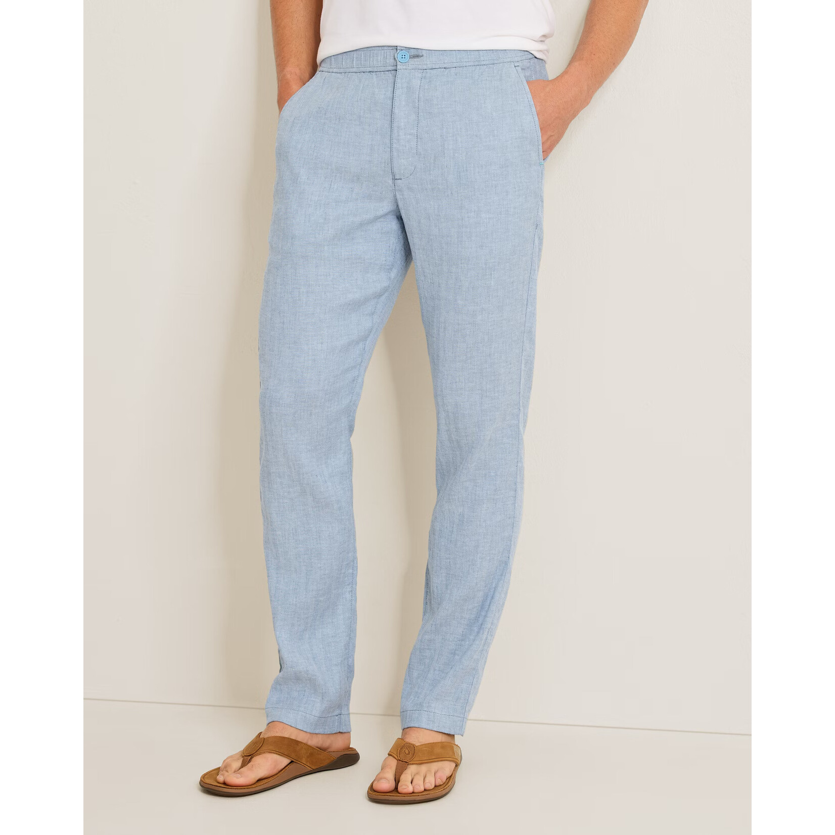 Tommy Bahama Stretch Linen E-Waist Pants - Ocean Blue