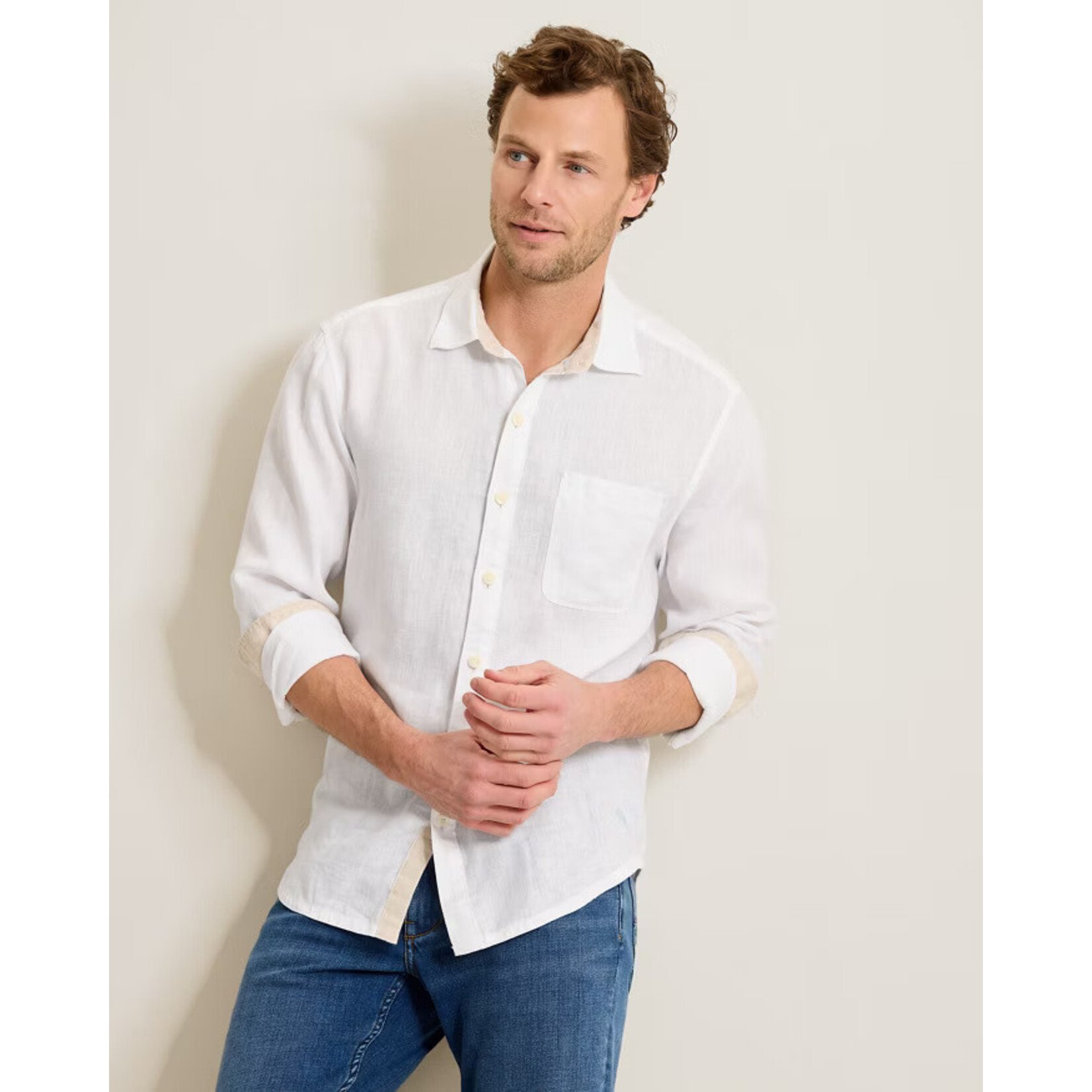 Tommy Bahama Long Sleeve Linen Breezer-White
