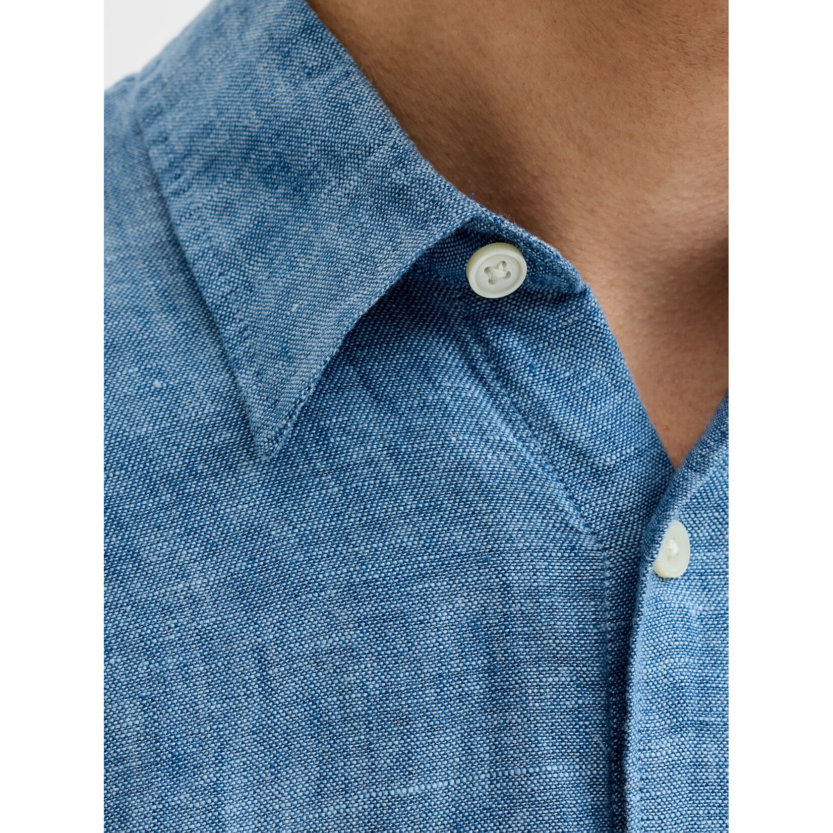 Jack & Jones Long Sleeve Linen Shirt - Faded Denim