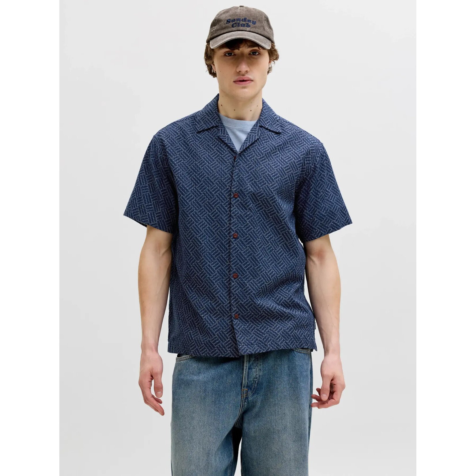 Jack & Jones Short Sleeve Relaxed Shirt - Pagent Blue