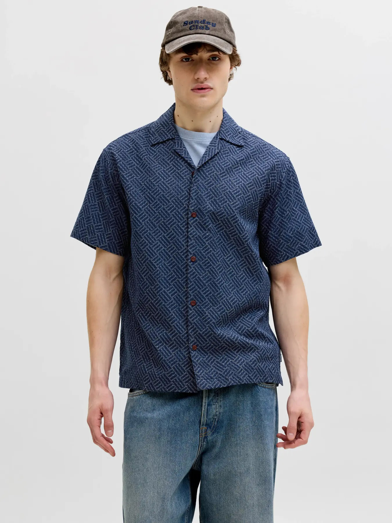 cnttonページ Jack & Jones Short Sleeve Relaxed Shirt - Pagent Blue - Baker